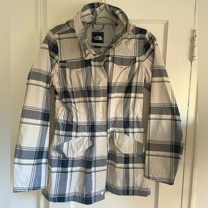 The North Face plaid rain coat (small)